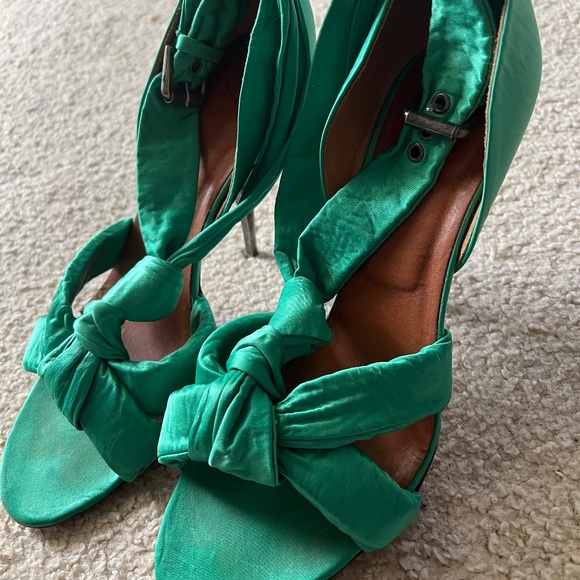 Dries Van Noten silk green sandal heels So CHIC! Size 40 /9.5-10